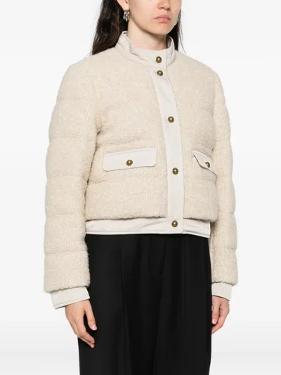 Moncler Button-down Bomber Jacket In Neutral