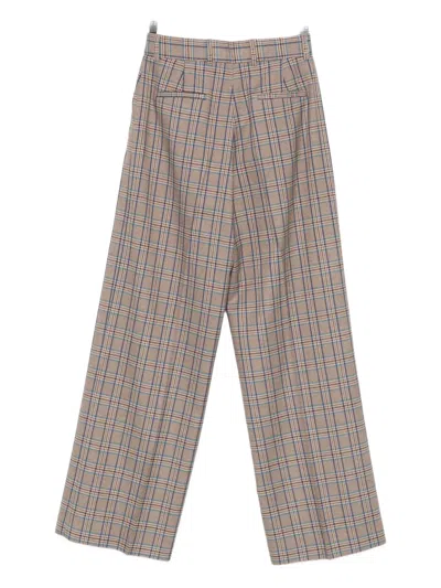 Manuel Ritz Checked Straight Trousers In Brown