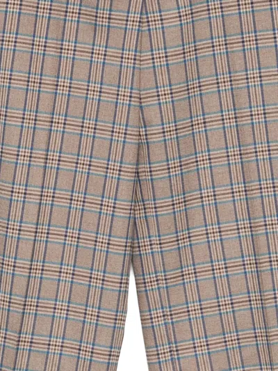 Manuel Ritz Checked Straight Trousers In Brown