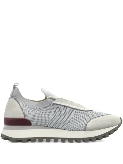 Eleventy Knitted Panelled Sneakers In Gray