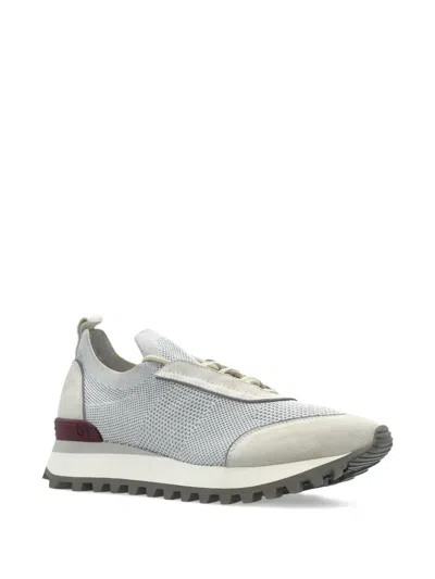 Eleventy Knitted Panelled Sneakers In Gray
