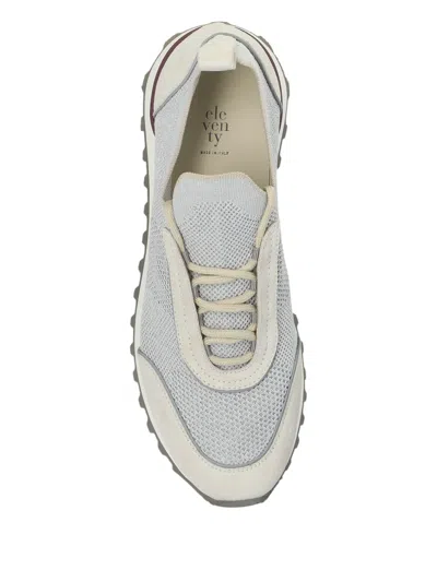 Eleventy Knitted Panelled Sneakers In Gray