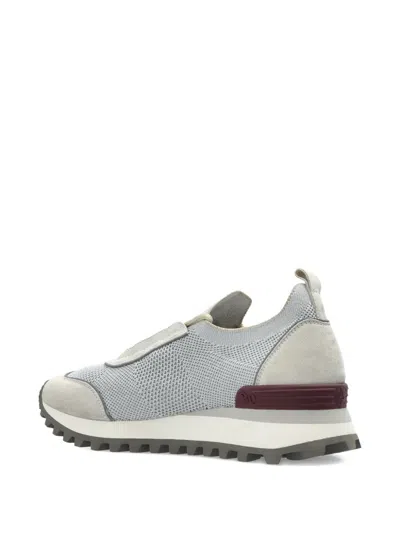 Eleventy Knitted Panelled Sneakers In Gray