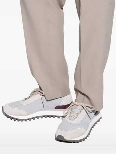 Eleventy Knitted Panelled Sneakers In Gray