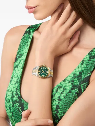 Philipp Plein Date Superlative Crystal Watch In Metallic