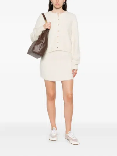 Soft Goat Alpaca Blend Mini Skirt With High Waist In White