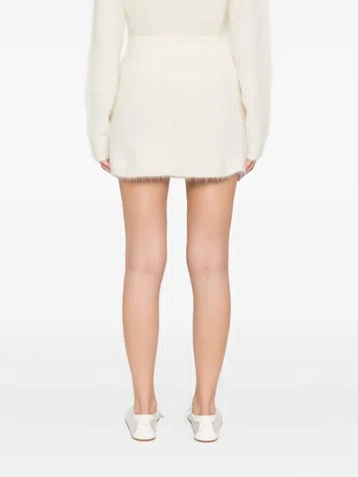 Soft Goat Alpaca Blend Mini Skirt With High Waist In White