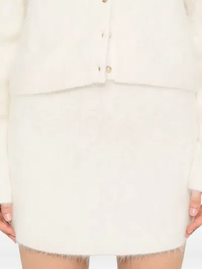 Soft Goat Alpaca Blend Mini Skirt With High Waist In White