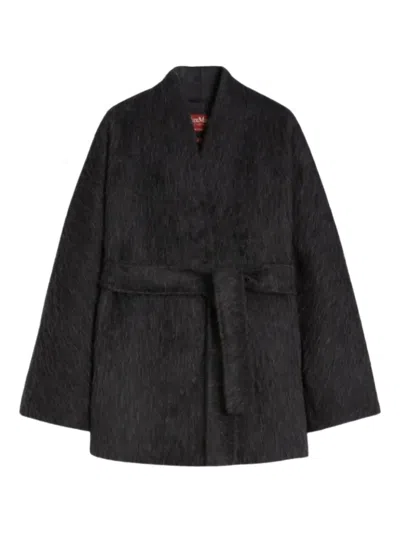 Max Mara Wool And Alpaca Cardigan Jacket In Black