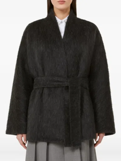 Max Mara Wool And Alpaca Cardigan Jacket In Black