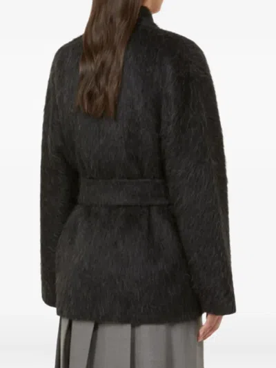 Max Mara Wool And Alpaca Cardigan Jacket In Black