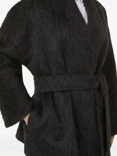 Max Mara Wool And Alpaca Cardigan Jacket In Black
