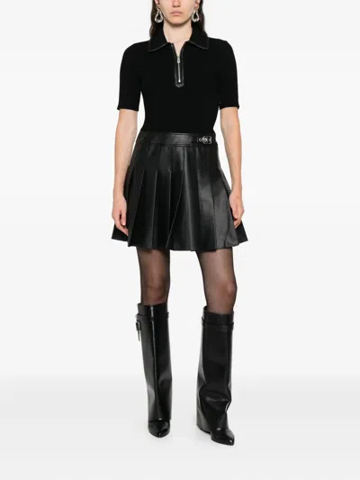 Simkhai Linnie Ribbed-knit And Pleated Mini Dress In Black