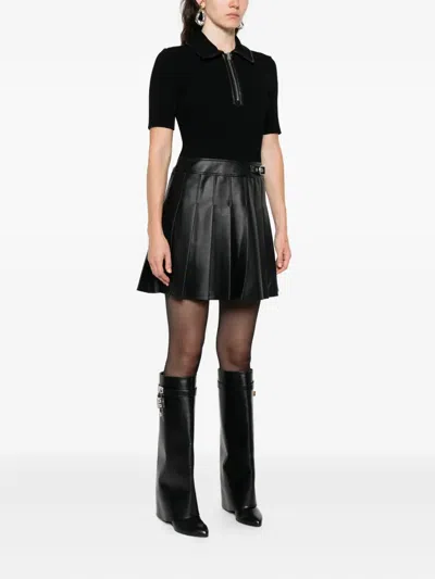 Simkhai Linnie Ribbed-knit And Pleated Mini Dress In Black