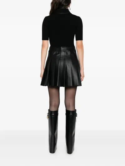 Simkhai Linnie Ribbed-knit And Pleated Mini Dress In Black