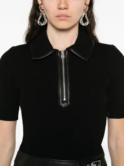 Simkhai Linnie Ribbed-knit And Pleated Mini Dress In Black