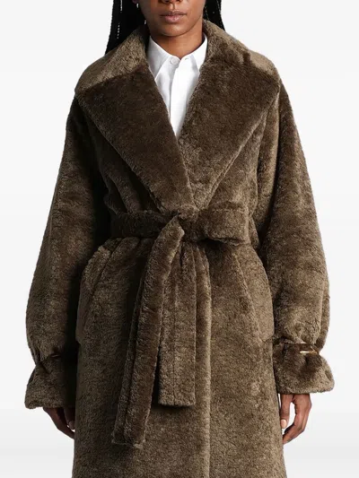 束腰单排扣泰迪大衣