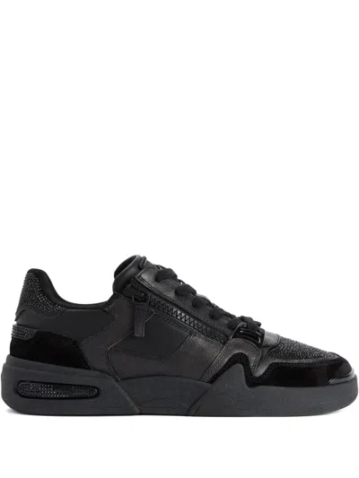 Giuseppe Zanotti Gz-ghost Sneakers In Black Suede And Leather In Multi