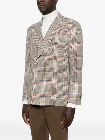 Manuel Ritz Double-breasted Blazer In Neutral