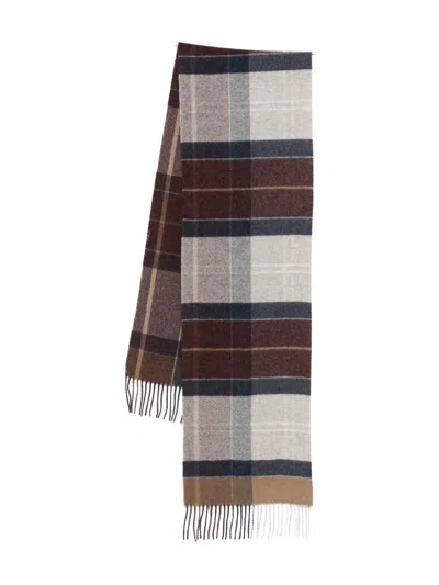 Barbour Plaid-pattern Fringed Scarf In Multi