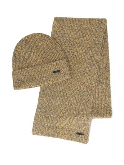 Borsalino Virgin Wool Beanie (set Of Two) In Brown