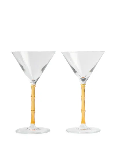 La Doublej Bamboo Set Of Two Crystal Glass Martini Glasses In Yellow