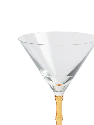 La Doublej Bamboo Set Of Two Crystal Glass Martini Glasses In Yellow
