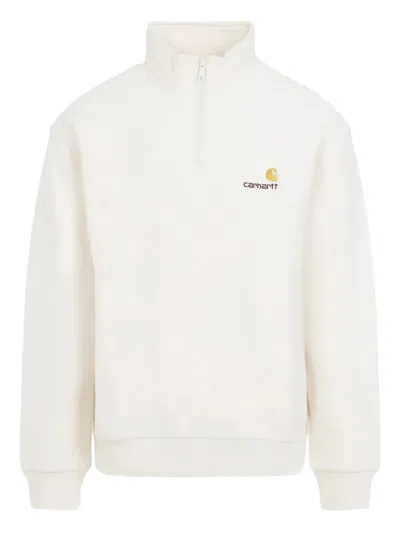 Carhartt Wip Half Zip American Script Sweatshirt In Neutral