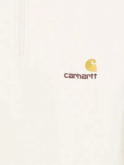 Carhartt Wip Half Zip American Script Sweatshirt In Neutral