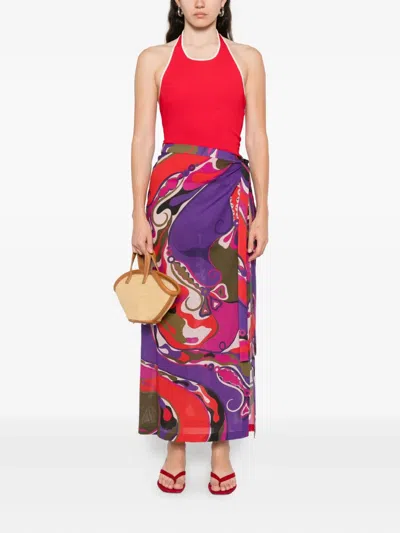 Pucci Orchidee-print Tulle Midi Skirt In Multicolor In Multi