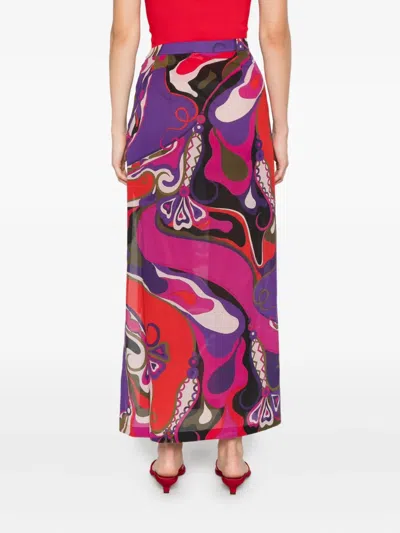 Pucci Orchidee-print Tulle Midi Skirt In Multicolor In Multi