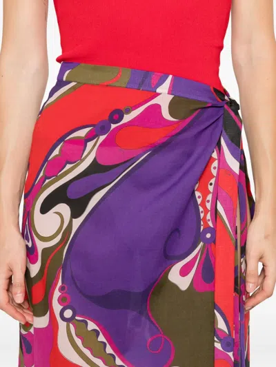 Pucci Orchidee-print Tulle Midi Skirt In Multicolor In Multi