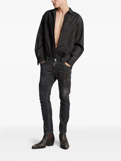Dsquared2 Dsquared Black Stretch Denim Skater Jeans In Black