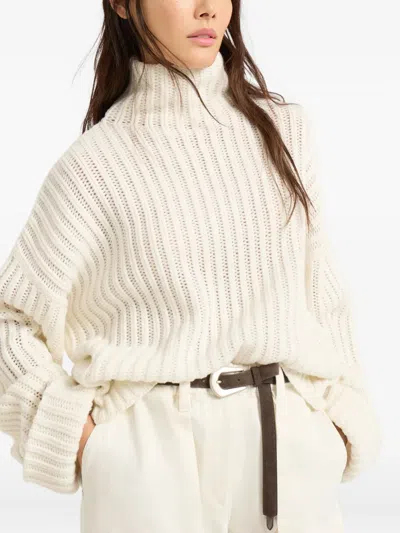 Brunello Cucinelli Cashmere Turtleneck In White