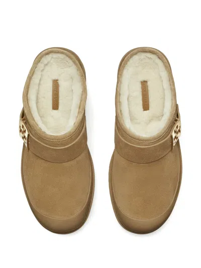 Tory Burch Genuine Shearling Platform Mule In Brown