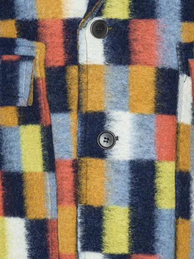 方形图案单排扣外套