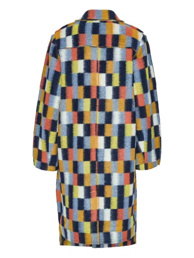 方形图案单排扣外套