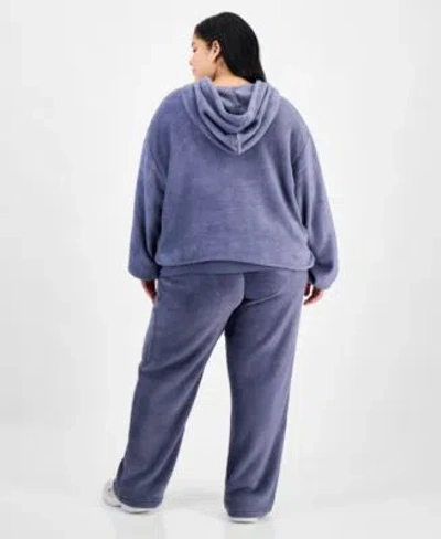 Disney Trendy Plus Size Stitch Fleece Pullover Hoodie Stitch Fleece Drawstring Pants In Blue