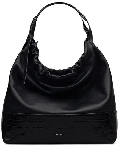 Radley London The Portobello Large Leather Drawstring Shoulder Bag In Black