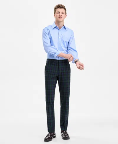 Tommy Hilfiger Men's Tartan Modern-fit Dress Pants In Blue