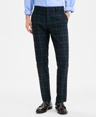 Tommy Hilfiger Men's Tartan Modern-fit Dress Pants In Blue
