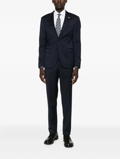 Manuel Ritz Stretch-wool Single-breasted Suit In Blue