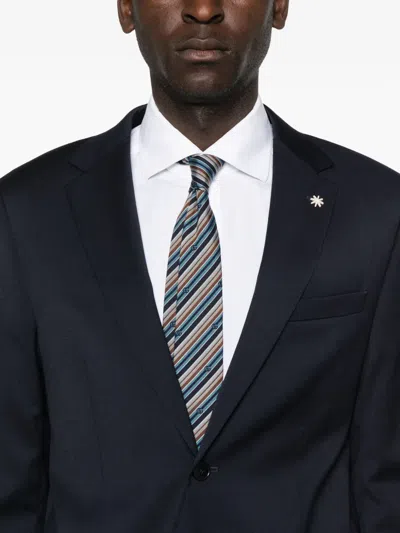 Manuel Ritz Stretch-wool Single-breasted Suit In Blue