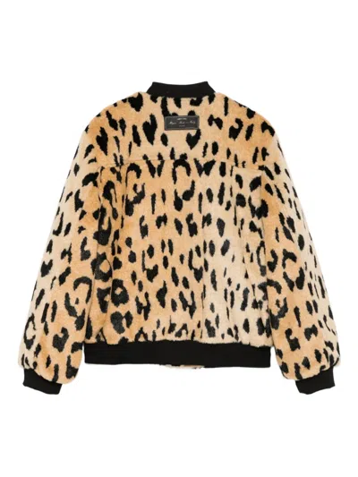 Msgm Faux-fur Bomber Jacket In Animal Print