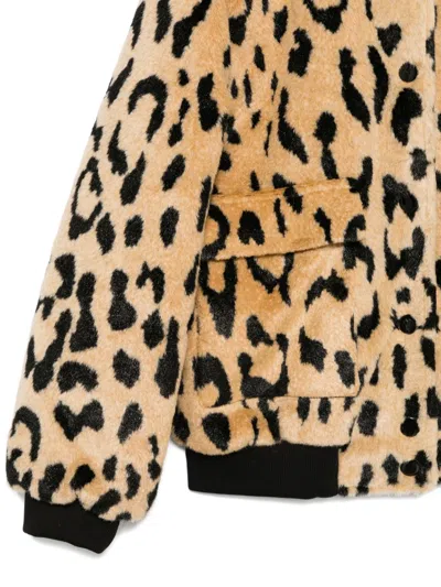 Msgm Faux-fur Bomber Jacket In Animal Print
