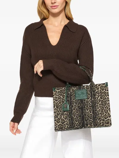 Kurt Geiger Leopard Print Southbank Extra Small Tote In Brown