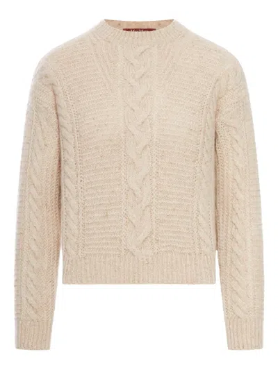 Max Mara Studio Boxy Sweater In Blended Alpaca In Neutral
