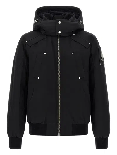 Moose Knuckles Versatile Bomber Jacket Removable Hood In Black