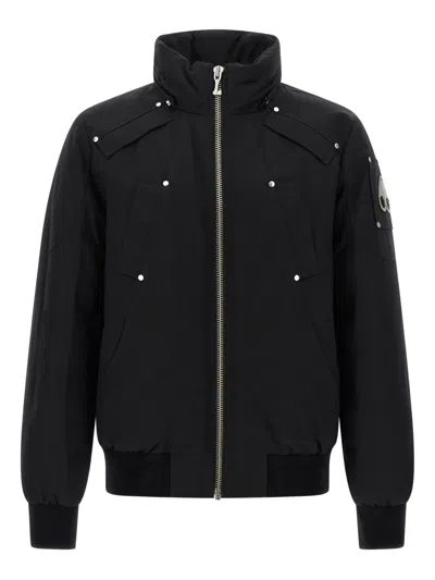Moose Knuckles Versatile Bomber Jacket Removable Hood In Black