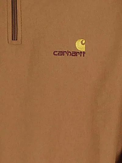 Carhartt Felpa Half Zip American Script Hamilton Brown In Brown